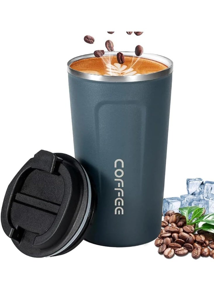 إيكو شاين ECO SHINE Insulated Coffee Cup - 17oz Travel Coffee Mug | Reusable Stainless Steel Tumbler With Leakproof Spill-Proof Lid | Double-Walled Vacuum Cup For Hot & Cold Drinks | Perfect Thermal Mug (Blue) - Image 1
