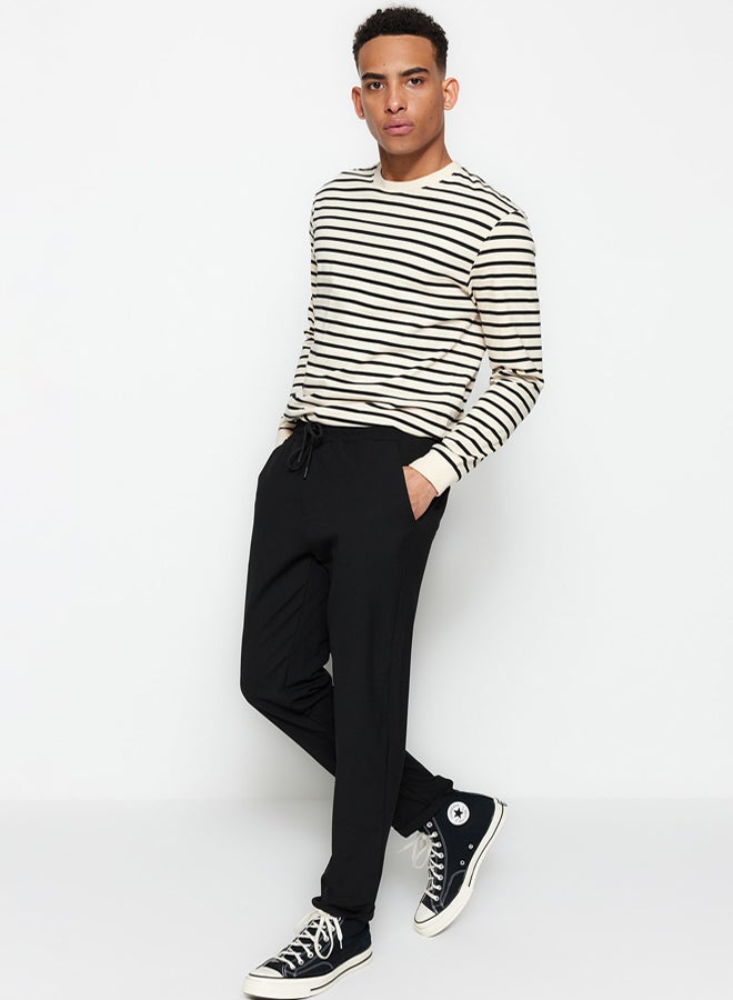trendyol Black Men's Elastic Waist Slim Fit Trousers - Image 3