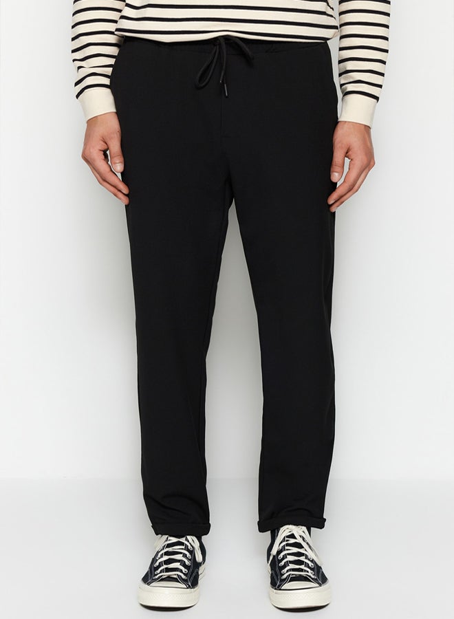 trendyol Black Men's Elastic Waist Slim Fit Trousers - Image 2