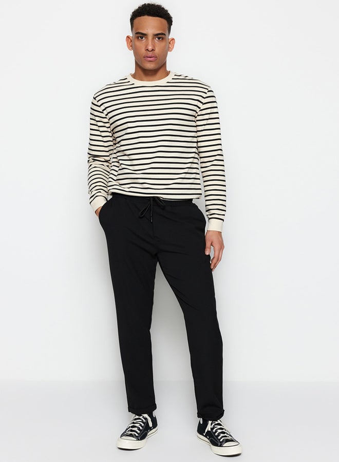 trendyol Black Men's Elastic Waist Slim Fit Trousers - Image 4