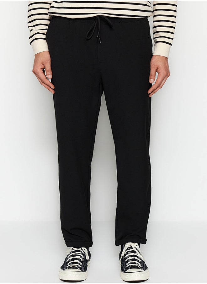 trendyol - Black Men's Elastic Waist Slim Fit Trousers - Image 1