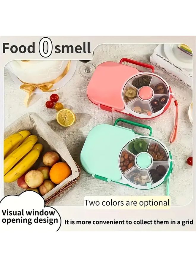 Green 5 Grid Snack Rotating Tray Detachable Portable Storage Box - Image 4