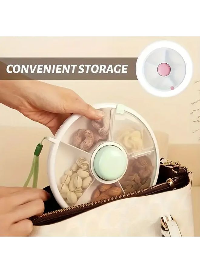 Green 5 Grid Snack Rotating Tray Detachable Portable Storage Box - Image 1