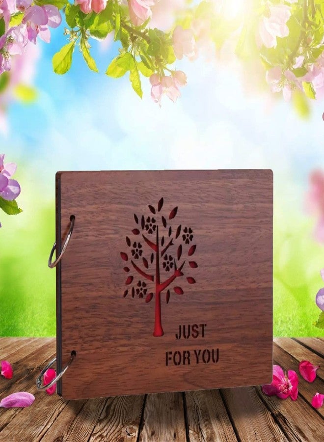 Decor1ders Wooden Photo Album Scrapbook for Gifting | 40 Black pages | Size : 16 cm x 22 cm | Scrapbook Photo Album for Photo Collection | Scrap Book (TreeJustForYou) - Image 4