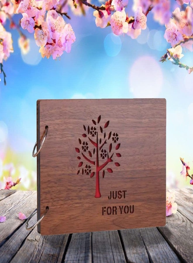 Decor1ders Wooden Photo Album Scrapbook for Gifting | 40 Black pages | Size : 16 cm x 22 cm | Scrapbook Photo Album for Photo Collection | Scrap Book (TreeJustForYou) - Image 3