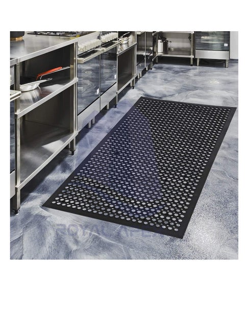 AKDC Rubber Mat 150 x 90 cm Large Outdoor Rubber Floor Entrance Mat with Holes Anti Fatigue None Slip Commercial for Industrial Kitchen Restaurant etc