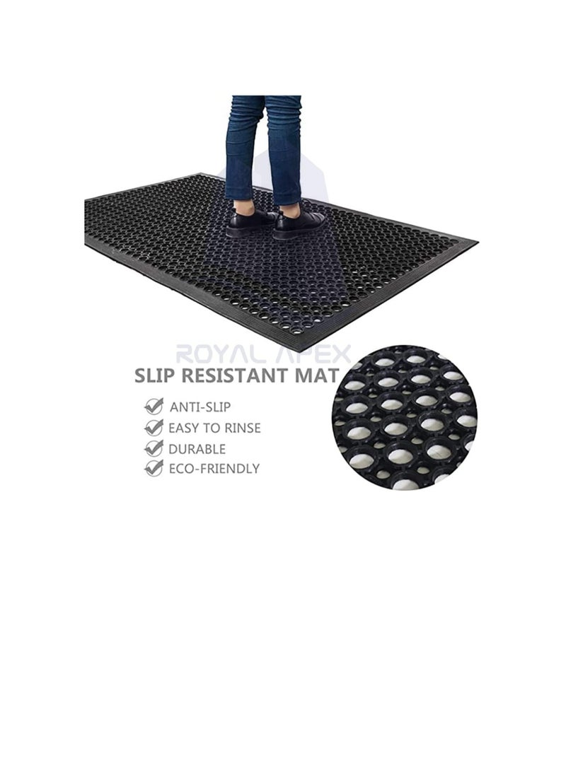 AKDC Rubber Mat 150 x 90 cm Large Outdoor Rubber Floor Entrance Mat with Holes Anti Fatigue None Slip Commercial for Industrial Kitchen Restaurant etc