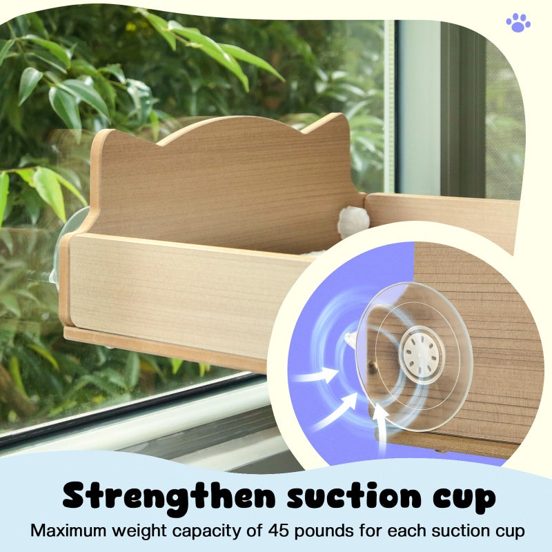GreenPetopia Cat Window Perch with Thick Sisal Scratching Post, Cat Hammock for Window, 53.5" Adjustable Tall Cats Scratching Post with 2 Upgrade Suction Cups, Cats Window Bed with Fluffy Cushion, Sisal - Image 4