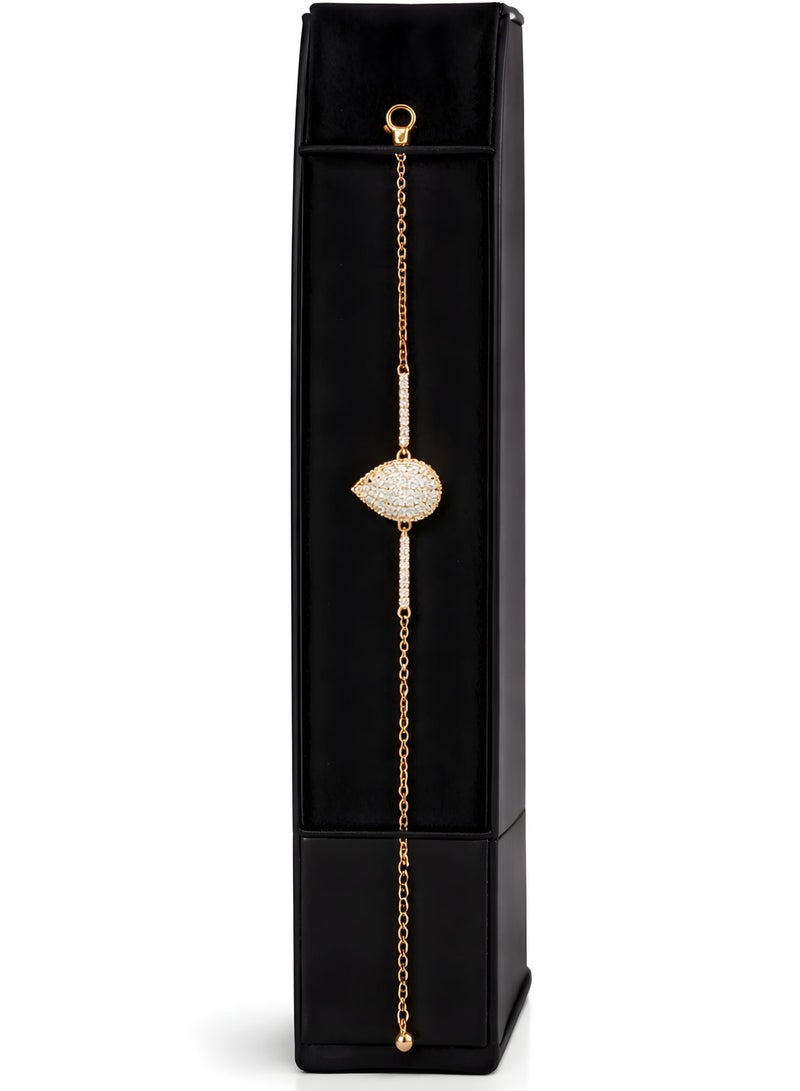 LMA Shɛl Gold Bracelet encrusted with Diamond Zirconia stones for women - Image 2