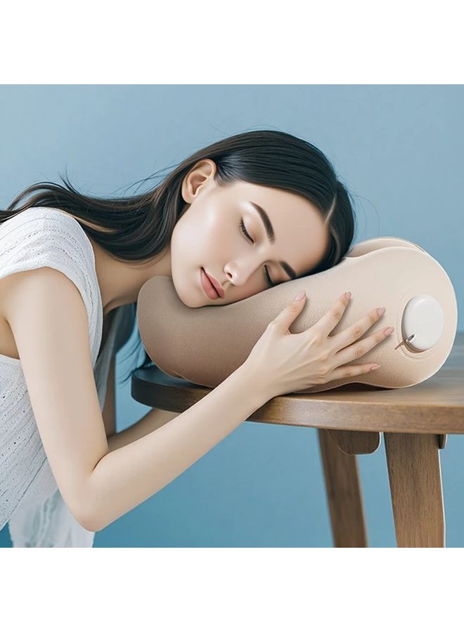 وسادة رقبة قابلة للنفخ محمولة صغيرة للسفر، تصميم على شكل حرف U، دعم متوسط الصلابة مع تصميم مريح. - Image 5