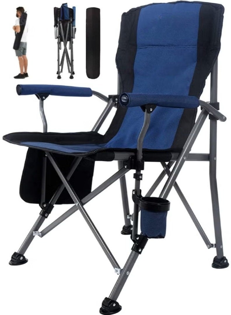 Cyber Outdoor Portable Camping Chair Lightweight Folding Camping Chair Heavy Duty Support 145KG High Back Padded Lawn Chair with Arm Rest Cup Holder and Portable Carrying Bag - Image 1