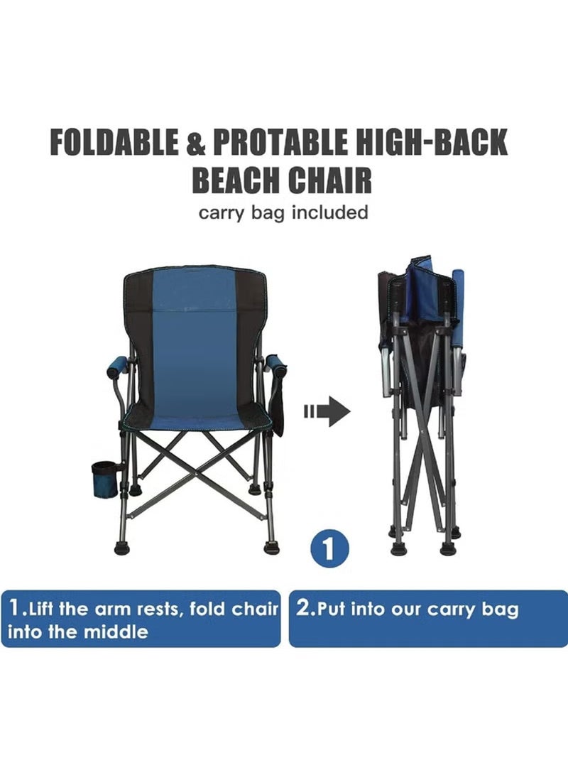 Cyber Outdoor Portable Camping Chair Lightweight Folding Camping Chair Heavy Duty Support 145KG High Back Padded Lawn Chair with Arm Rest Cup Holder and Portable Carrying Bag - Image 5