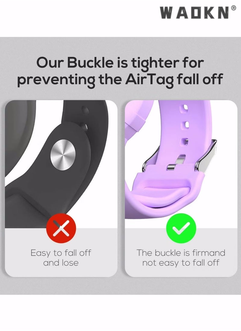 WAOKN Wristbands for Airtag,2 Pcs Lightweight and Waterproof Bands for Airtag,Soft Silicone Kids Bracelet Compatible with Airtag Watch Band for Children,Toddler,With Apple Air tag Childs Watch Band Kids  - Image 4