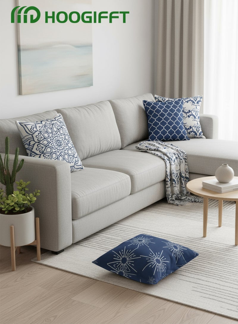 HOOGIFFT Luxury Set of 4 Double-Sided Pillow Covers (45x45 cm), Modern Geometric & Mandala Pattern, Short Velvet Fabric for Sofa, Bedroom Decor - Elegant & Durable - Image 3