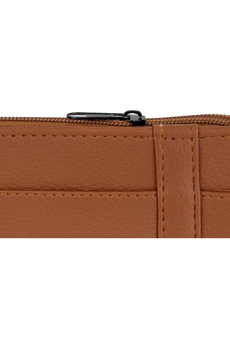 منظم واقي الشمس من الجلد للسيارة - مساحة تخزين واقي الشمس من الجلد الصناعي مع فتحات للبطاقات، وجيب شبكي، ومشبك مغناطيسي للنظارات الشمسية، وحامل أقلام - مناسب لجميع أنواع السيارات وسيارات الدفع الرباعي (بني) - Image 5