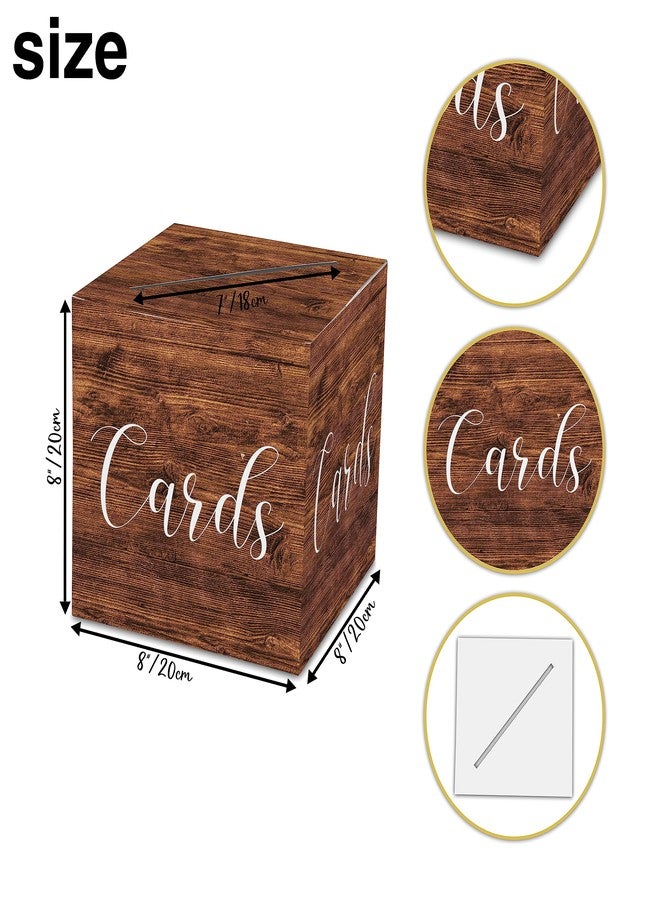AWSICE Wood Pattern Card Box - 1 Set Card Receiving Box for Gift Envelope Money - Wedding Bridal Baby Shower Birthday Graduation Party Supplies Decorations (8"*8"*8")-A24 - Image 4