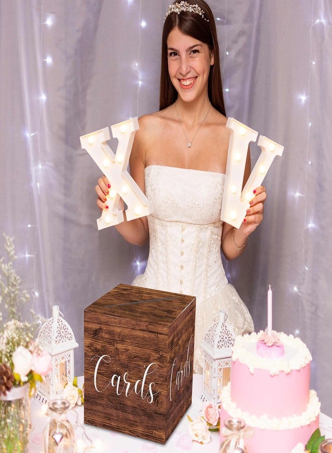 AWSICE Wood Pattern Card Box - 1 Set Card Receiving Box for Gift Envelope Money - Wedding Bridal Baby Shower Birthday Graduation Party Supplies Decorations (8"*8"*8")-A24 - Image 3