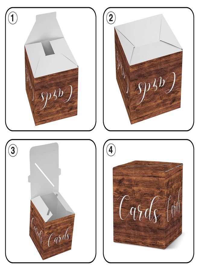 AWSICE Wood Pattern Card Box - 1 Set Card Receiving Box for Gift Envelope Money - Wedding Bridal Baby Shower Birthday Graduation Party Supplies Decorations (8"*8"*8")-A24 - Image 5