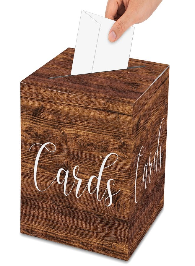 AWSICE Wood Pattern Card Box - 1 Set Card Receiving Box for Gift Envelope Money - Wedding Bridal Baby Shower Birthday Graduation Party Supplies Decorations (8"*8"*8")-A24 - Image 1