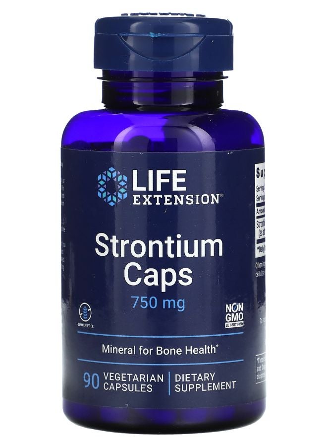 Strontium Caps 750 mg 90 Vegetarian Capsules (250 mg per Capsule)