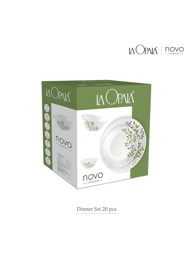 La Opala La Opala, Novo Collection, Opal Glass Dinner Set 20 pcs, Tender Trio, White  - Image 5