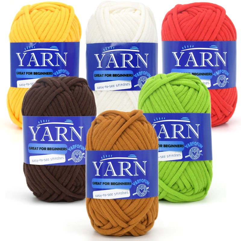 YARFOFUN 6 Pack Beginners Crochet Yarn Brown Green Red White Cotton Crochet Yarn for Crocheting Knitting Beginners with EasytoSee Stitches Mini Crochet Yarn for BeginnersPlants Series - Image 3