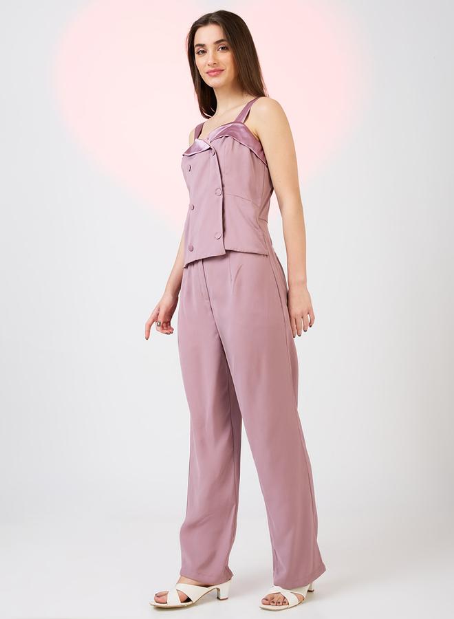 globus Sweetheart Neck Double Breasted Workwear Jumpsuit - Image 2