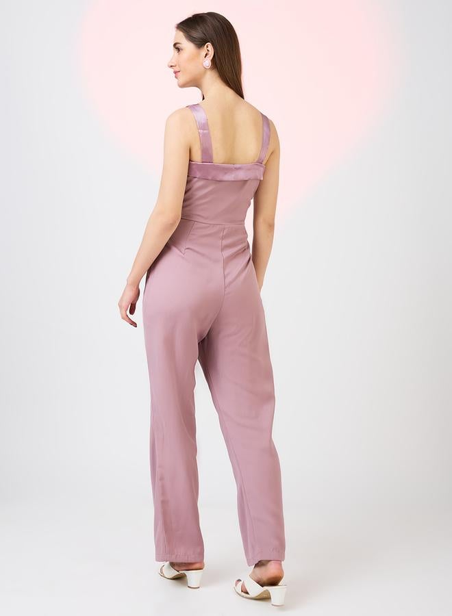 globus Sweetheart Neck Double Breasted Workwear Jumpsuit - Image 3