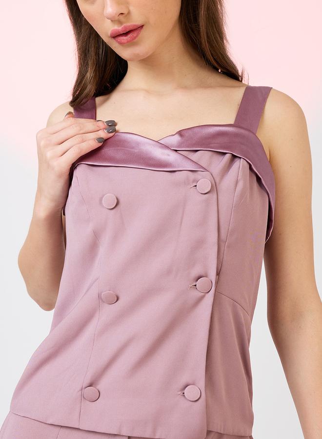 globus Sweetheart Neck Double Breasted Workwear Jumpsuit - Image 4