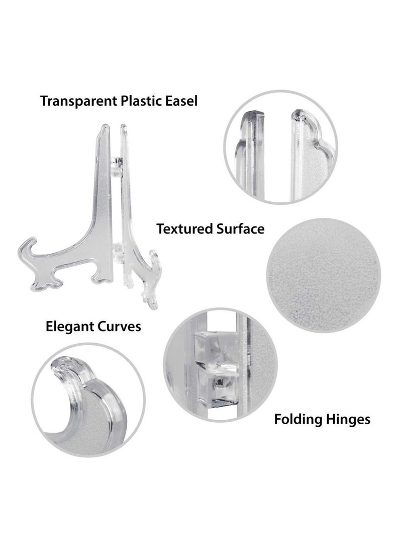 Captaintech 12 Pieces Plastic Easel Stands Plate Stands Holders,  Picture Easel Stand Clear for Display Picture Frame Collectibles Desktop Weddings Party Home Decoration (6 Inches) - Image 2