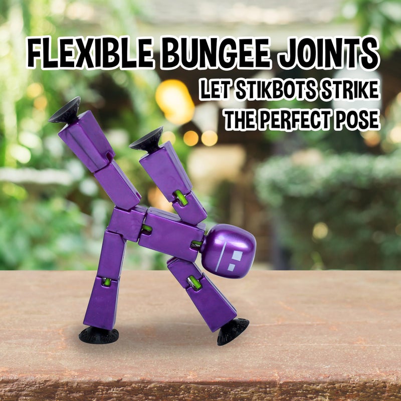 Zing StikBot Single Pack - Includes 1 StikBot - Collectible Action Figures and Accessories, Stop Motion Animation, Ages 4 and Up (Metal Eggplant) - Image 4