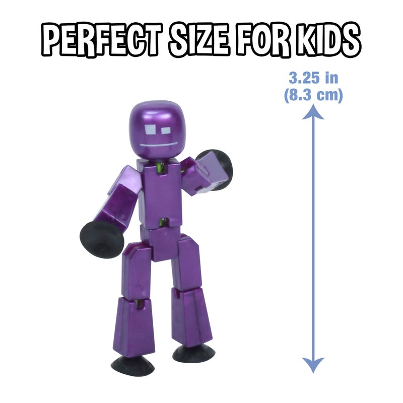Zing StikBot Single Pack - Includes 1 StikBot - Collectible Action Figures and Accessories, Stop Motion Animation, Ages 4 and Up (Metal Eggplant) - Image 3