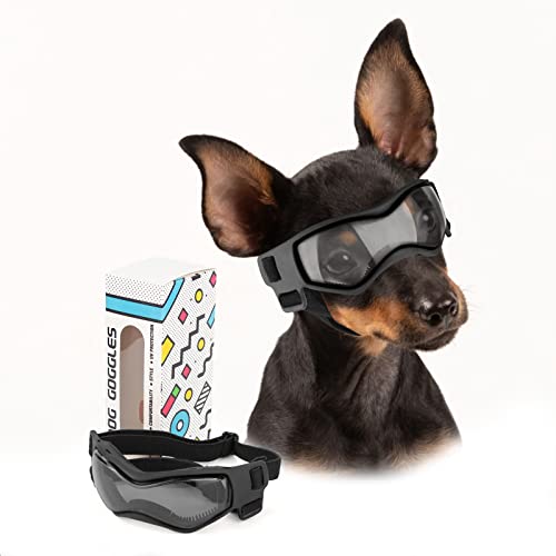 PETLESO Small Breed Dog Goggles, Sunglasses with UV Protection for Outdoor Riding & Driving, Black - Image 1