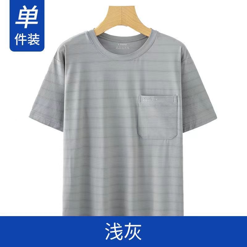 Summer Men'S Short Sleeve T-Shirt Ice Silk Cool Breathable Middle-Aged Men'S Mesh Half Sleeve Base Shirt - Image 1