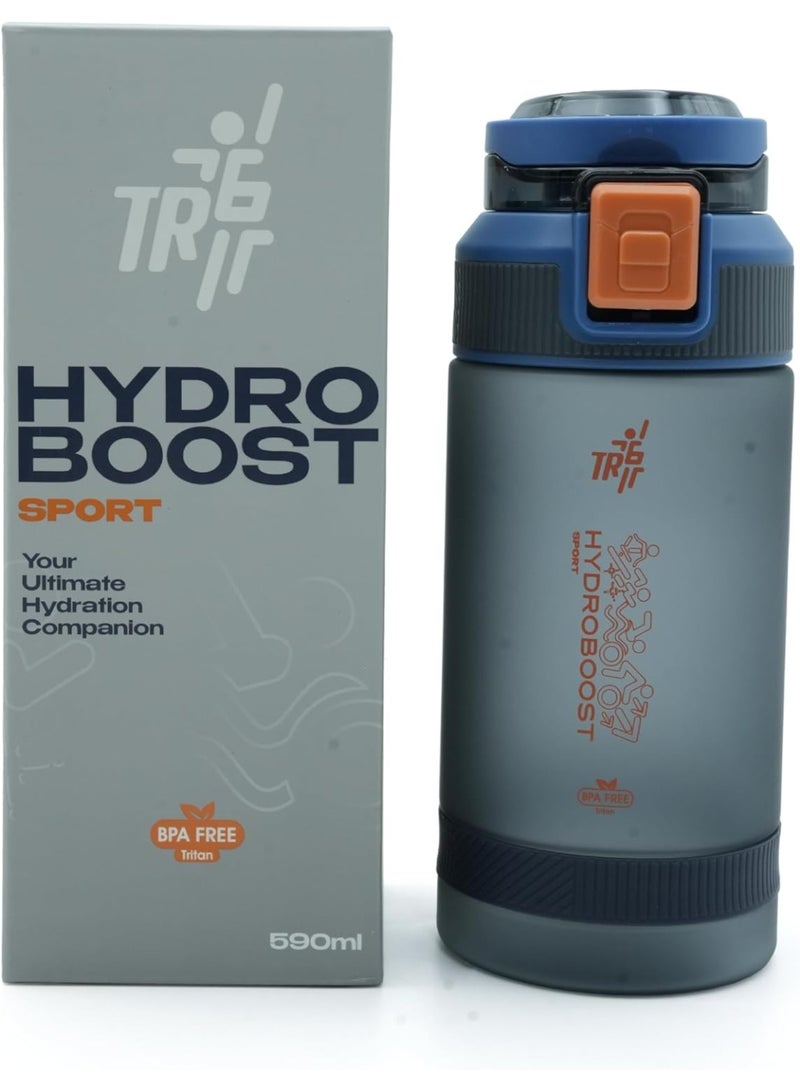 TR6 Sport Frosted Water Bottle BPA Free Leak Proof Flip Lock Lid Temp Resistant 10°C to 80°C Carry Holder Matte Finish Hydration Bottle for Fitness Office Travel School Outdoor (Blue, 580 ML) - Image 3