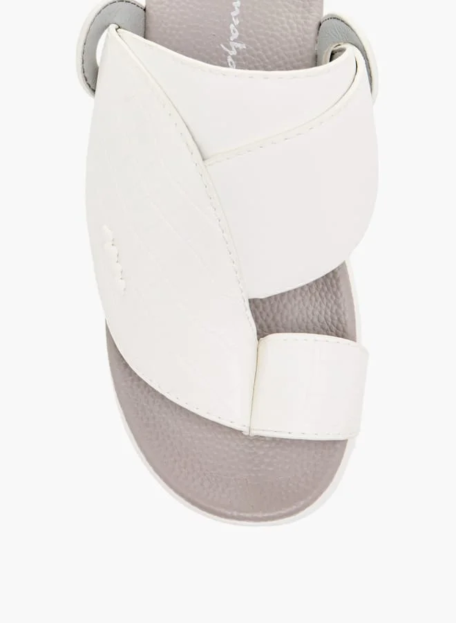 Al Waha Boys Textured Slip-On Arabic Sandals with Toe Loop Detail