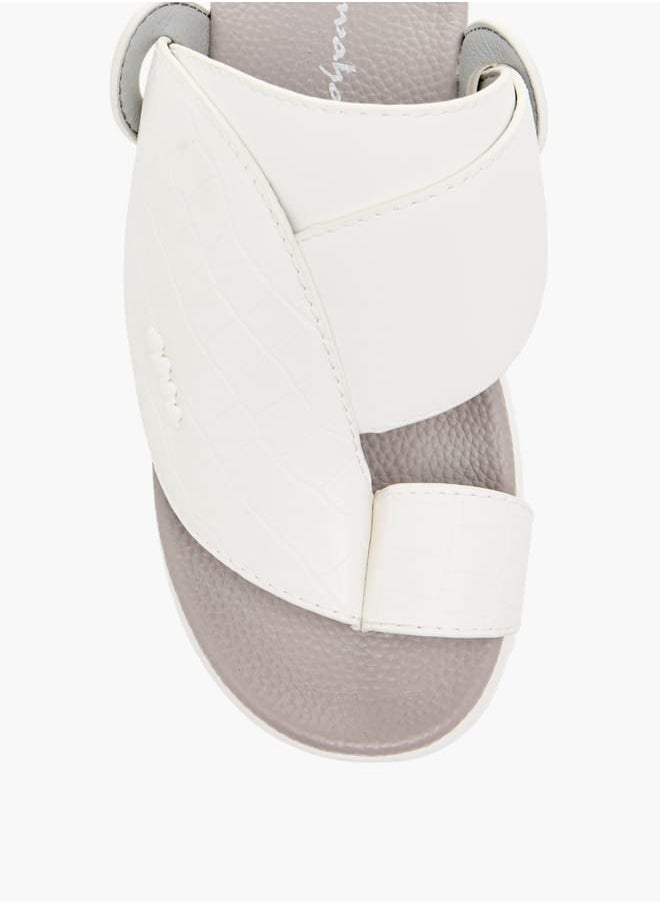 Al Waha Boys Textured Slip-On Arabic Sandals with Toe Loop Detail  - Image 3