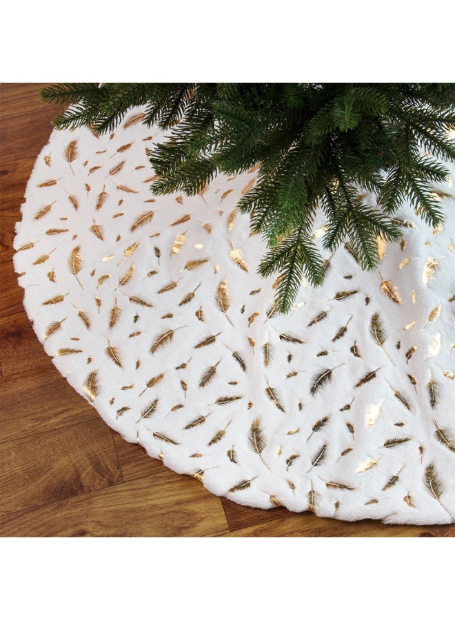 فتيرلي تنورة شجرة عيد الميلاد المزينة بالترتر بطول 90 سم، تنورة شجرة من الفرو الصناعي الثلجي، مخملية بيضاء فاخرة لتزيين شجرة حفلة عيد الميلاد المجيد، ديكورات حفلات عيد الميلاد المجيد - Image 1