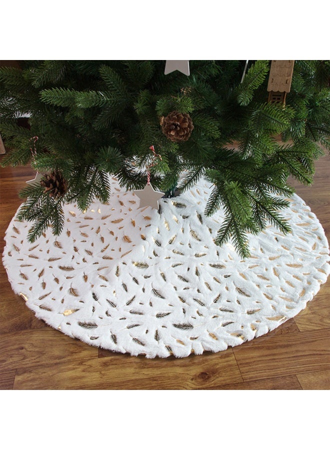 فتيرلي تنورة شجرة عيد الميلاد المزينة بالترتر بطول 90 سم، تنورة شجرة من الفرو الصناعي الثلجي، مخملية بيضاء فاخرة لتزيين شجرة حفلة عيد الميلاد المجيد، ديكورات حفلات عيد الميلاد المجيد - Image 3