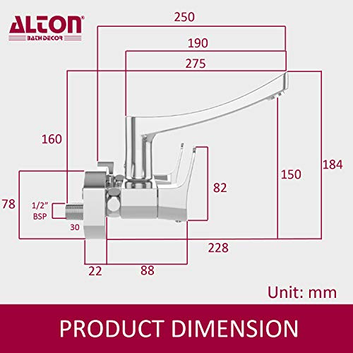 ALTON ARA19060 Brass Sink Mixer with Swivel Spout, Chrome Finish - Image 2