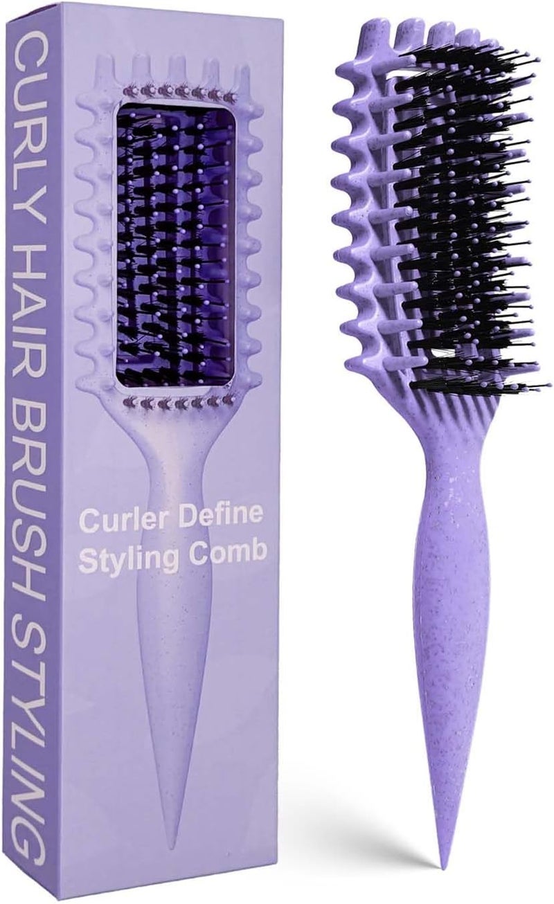 MMBVSZ Curly Hair Brush Candybrush Curl Defining Brush for Detangling Shaping and Defining Curls for Women, Men, Wet & Dry Hair (Purple) - Image 1