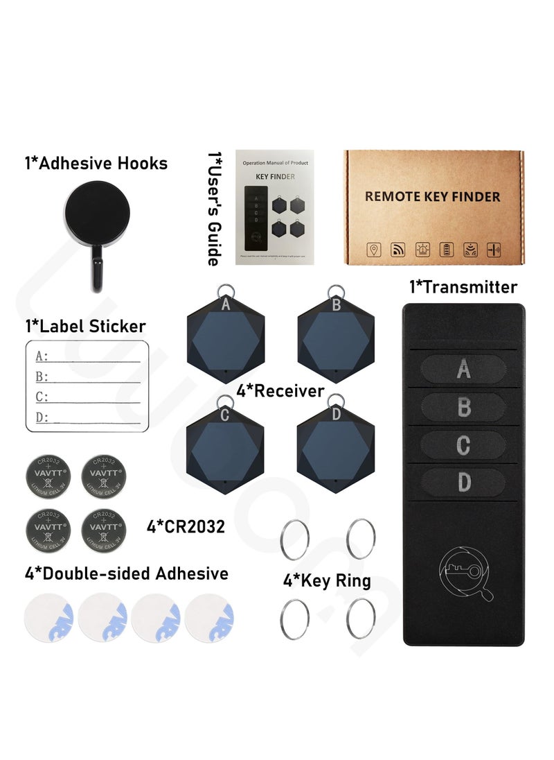 Generic - Quick Key Viewer Remote Finder 80DB+, Luubom Tracking Devices, Item Locator Tags with 164ft, Wireless Locator for Finding Wallet Phone Glasses Key, 1 RF Transmitter & 4 Receivers - Image 1