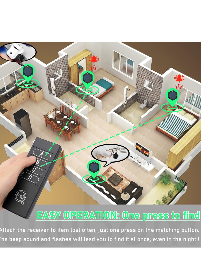 Generic - Quick Key Viewer Remote Finder 80DB+, Luubom Tracking Devices, Item Locator Tags with 164ft, Wireless Locator for Finding Wallet Phone Glasses Key, 1 RF Transmitter & 4 Receivers - Image 1