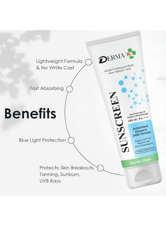 DERMAKR DERMA KR Sunscreen With Antioxidant Silymarin Cream SPF 60, PA++++ | -50g - Image 5