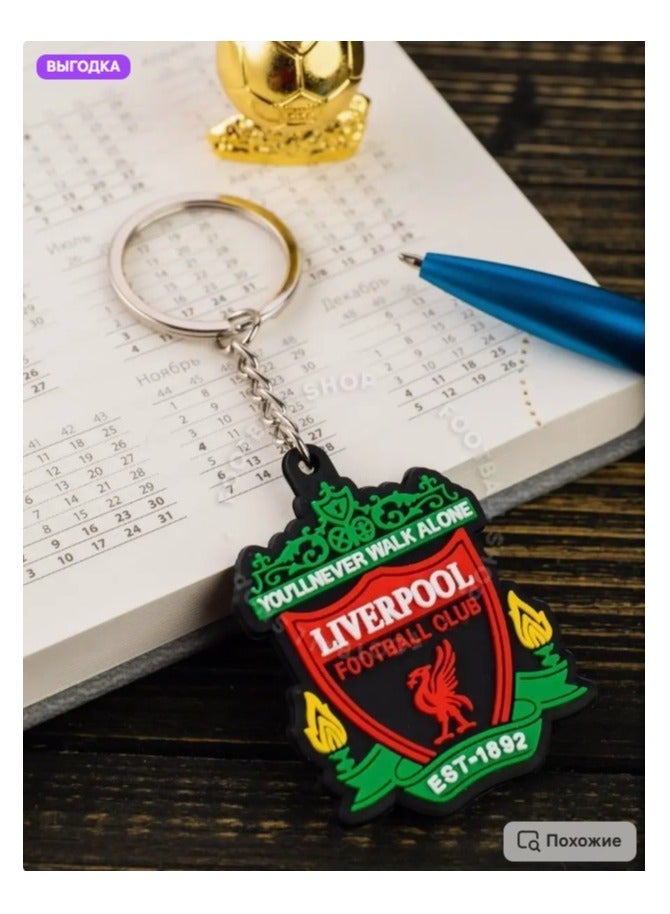 MARIO DRAFTS Liverpool Football Club Official Logo Keychain, PVC Material, Red and Green - Image 1