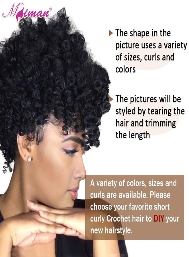 MIMAN 3 Packs 10 Inch Short Curly Crochet Hair for Black Women 12MM Crochet Braids Synthetic Braiding Hair Extensions for Women DIY Mohawk Afro Braided Hairstyle (Natural Black #1B) - Image 2