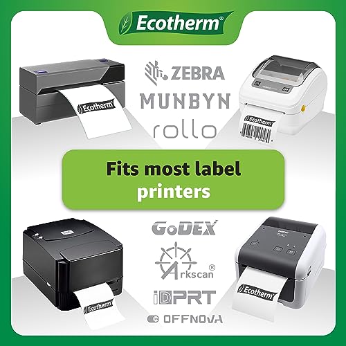 Ecotherm 4" x 2" Thermal Labels | 4 Rolls | 3040 Labels | fits Zebra, Munbyn, Rollo, Godex, Arkscan, iDPRT, Offnova Thermal Label Printers and More | Blank White Adhesive Stickers by Ecotherm - Image 5