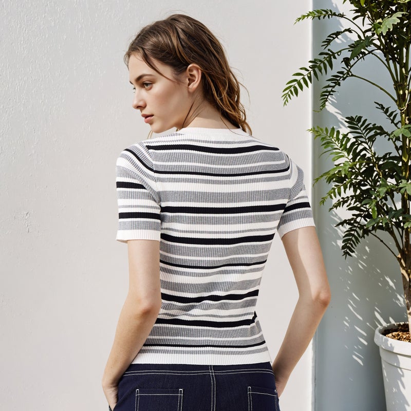 تواكستريمز تيشيرت بياقة دائرية مخطط من تو إكستريمز - Image 3