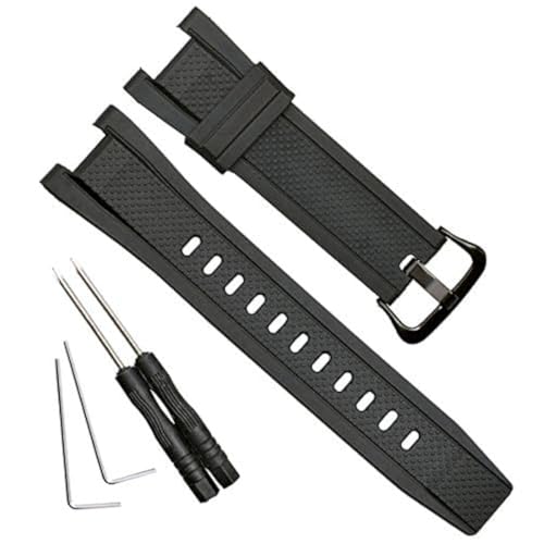 OliBoPo Waterproof Natural Resin Replacement Watch Strap for Casio GST-210 GST-W110 GST-W100 GST-S110 GST-S100 GST-B100 GST-S300 (Black/Black Buckle) - Image 1