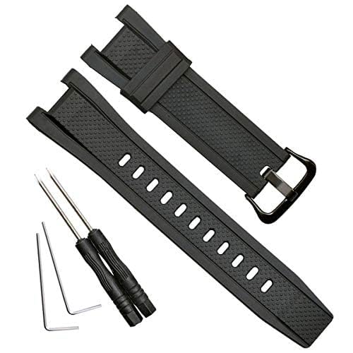 OliBoPo Waterproof Natural Resin Replacement Watch Strap for Casio GST-210 GST-W110 GST-W100 GST-S110 GST-S100 GST-B100 GST-S300 (Black/Black Buckle) - Image 2